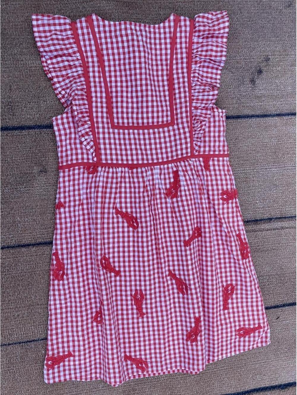 Vineyard Vines Ainsley Lobster coastal cottagecore checked ruffle dress small - Picture 3 of 8